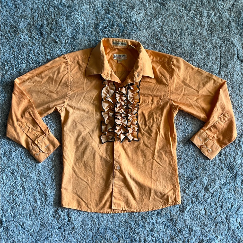 women’s vintage orange dress button down shirt
